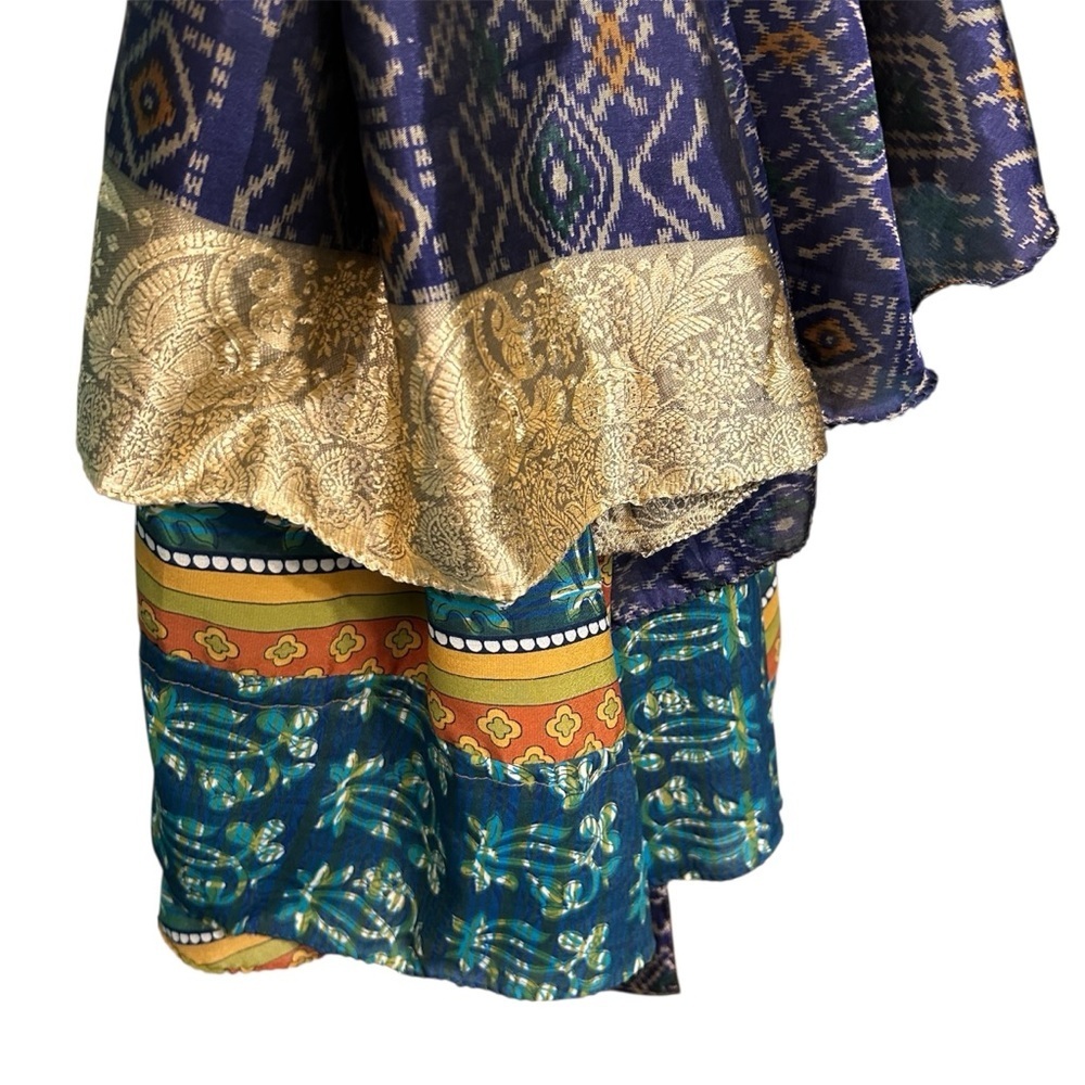 Vintage Multi Layer Patterns Silk Wrap Shirt - image 2